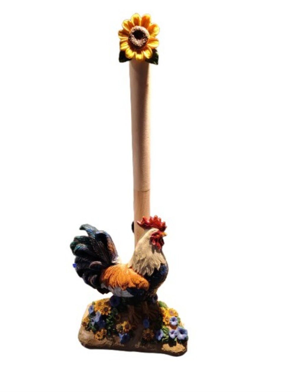 Rooster Paper Towel Holder with Sunflower Top